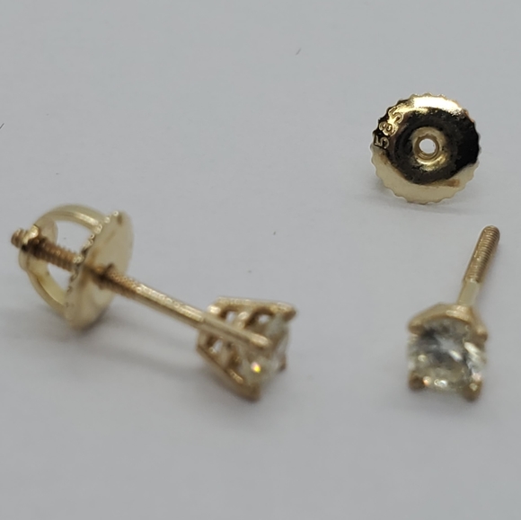 14kt SOLID YG - Diamond 0.40ctw Screwback … - Picture 4 of 6